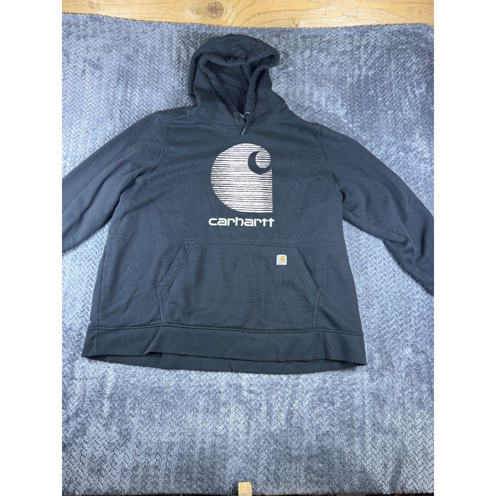 Carhartt Relaxed Fit Hoodie Women 3X Black Graphic Logo Fleece TS5636-W